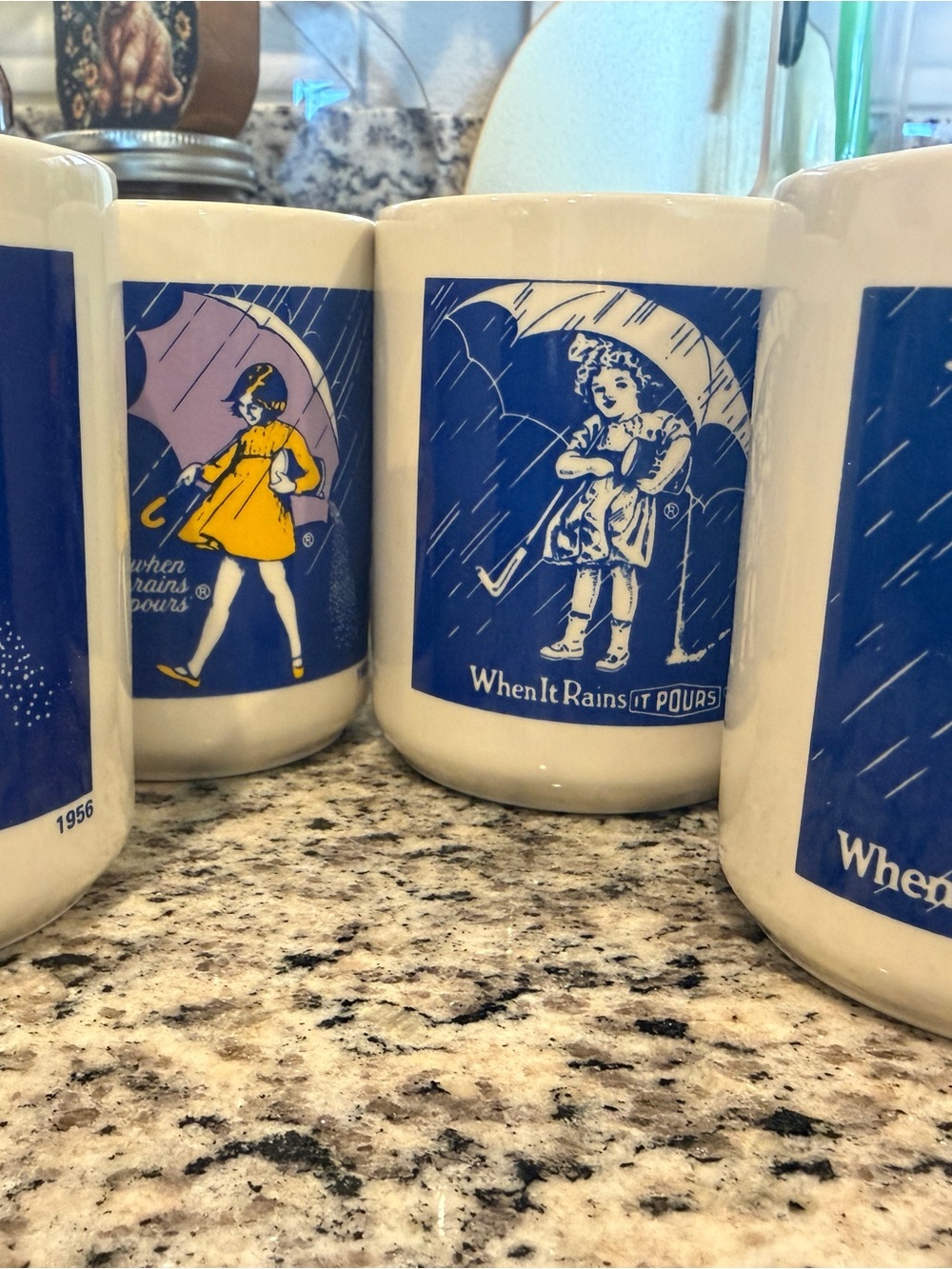 When It Rains It Pours Blue & Yellow Ceramic Bath Mug